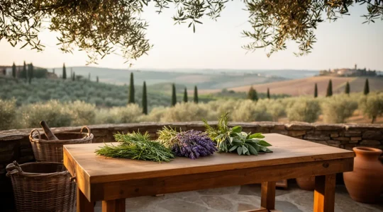 Trattamenti spa con erbe del territorio in ambiente rurale naturale