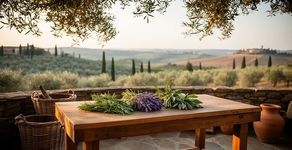 Trattamenti spa con erbe del territorio in ambiente rurale naturale