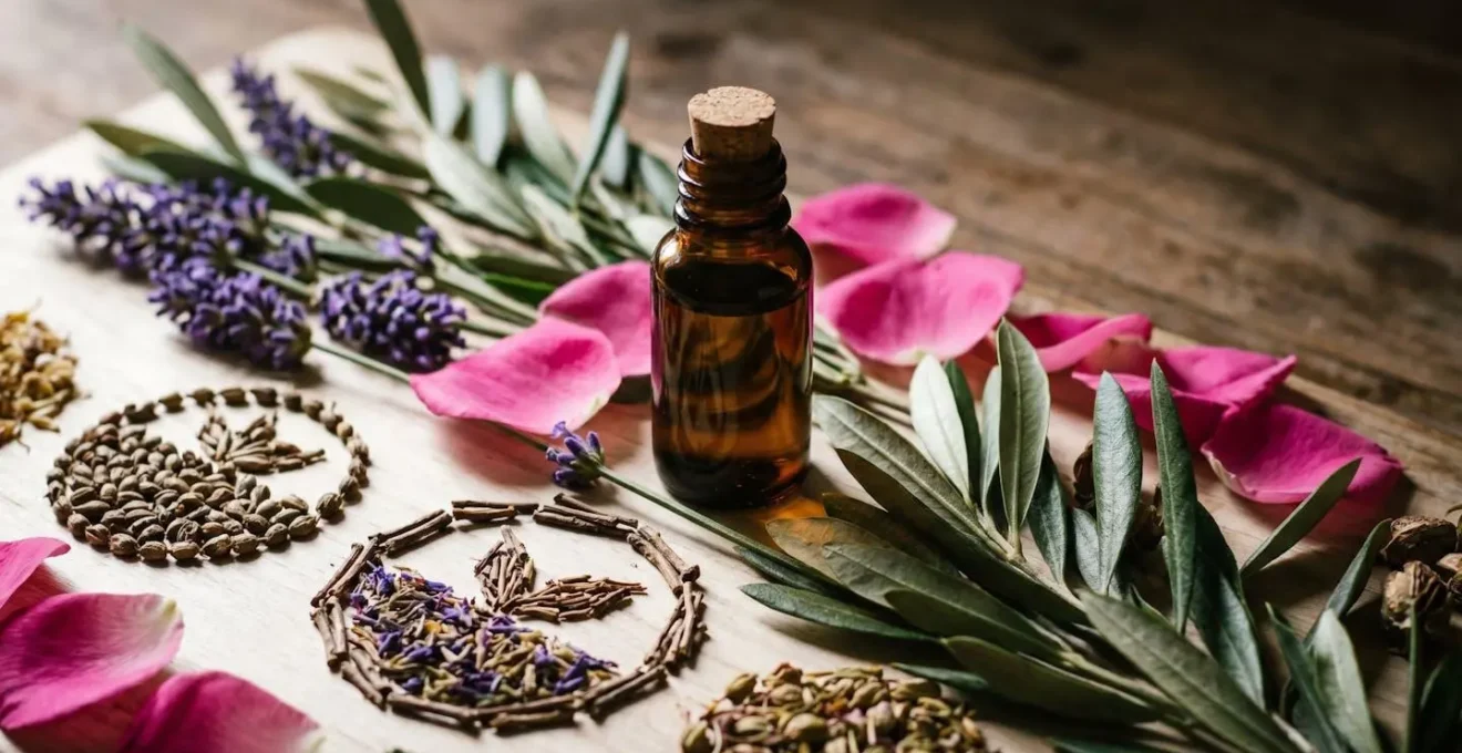 Dettaglio ravvicinato di un'etichetta di un cosmetico biologico che mostra ingredienti naturali e un sigillo di certificazione